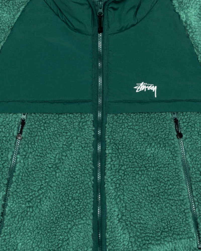 Men Stussy Sherpa Paneled Hooded Jackets Turquoise Australia | WSF-1695