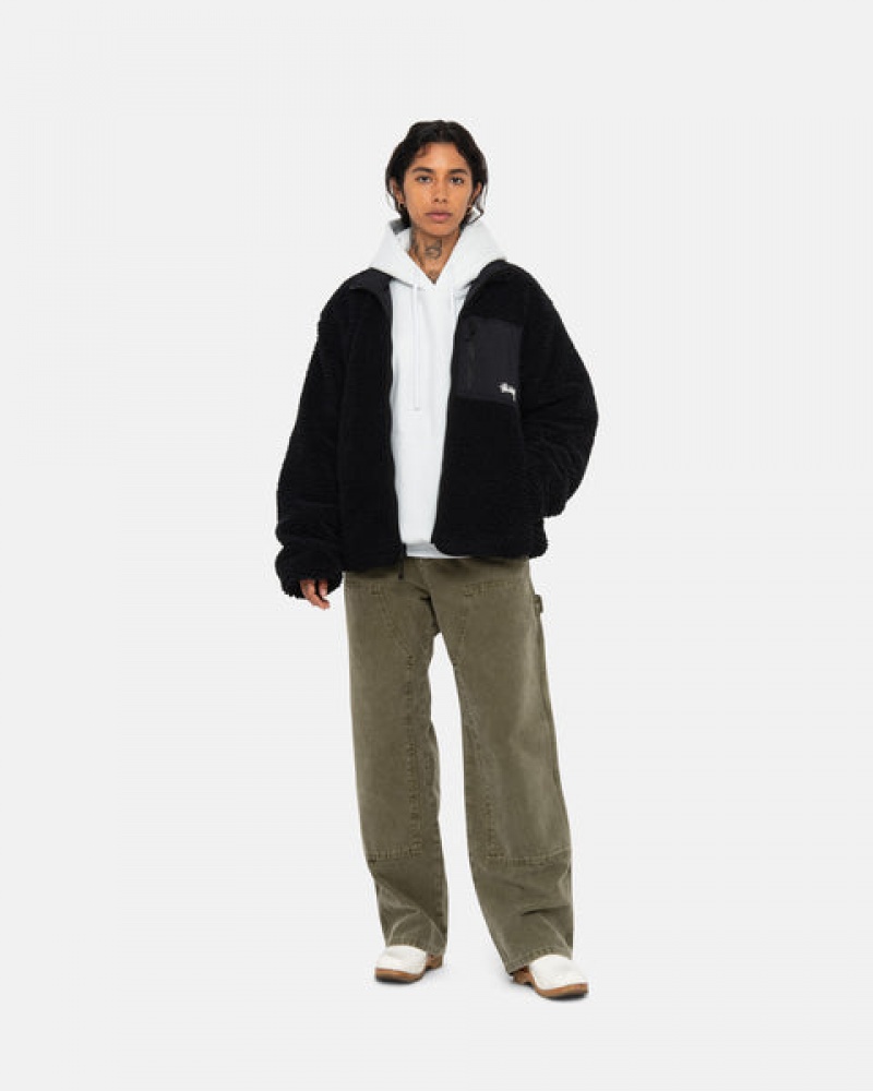 Men Stussy Sherpa Reversible Jackets Black Australia | NTL-7647