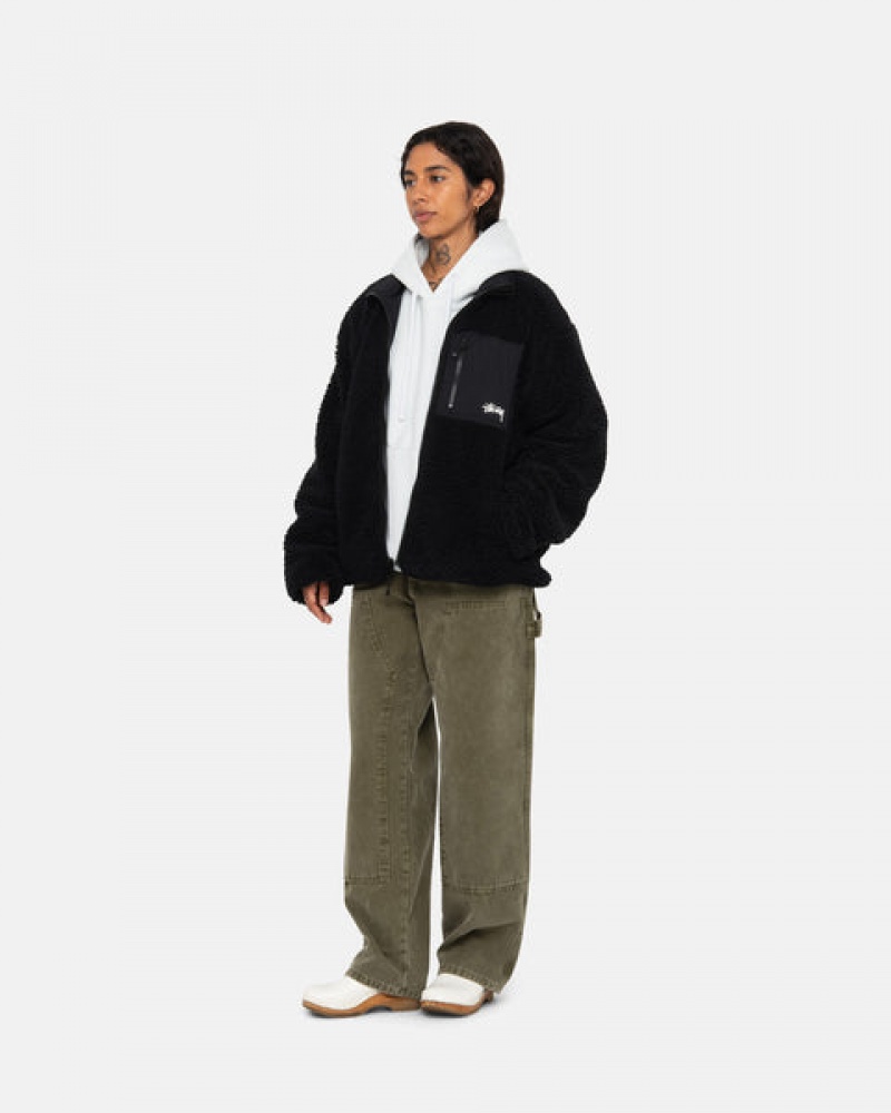 Men Stussy Sherpa Reversible Jackets Black Australia | NTL-7647