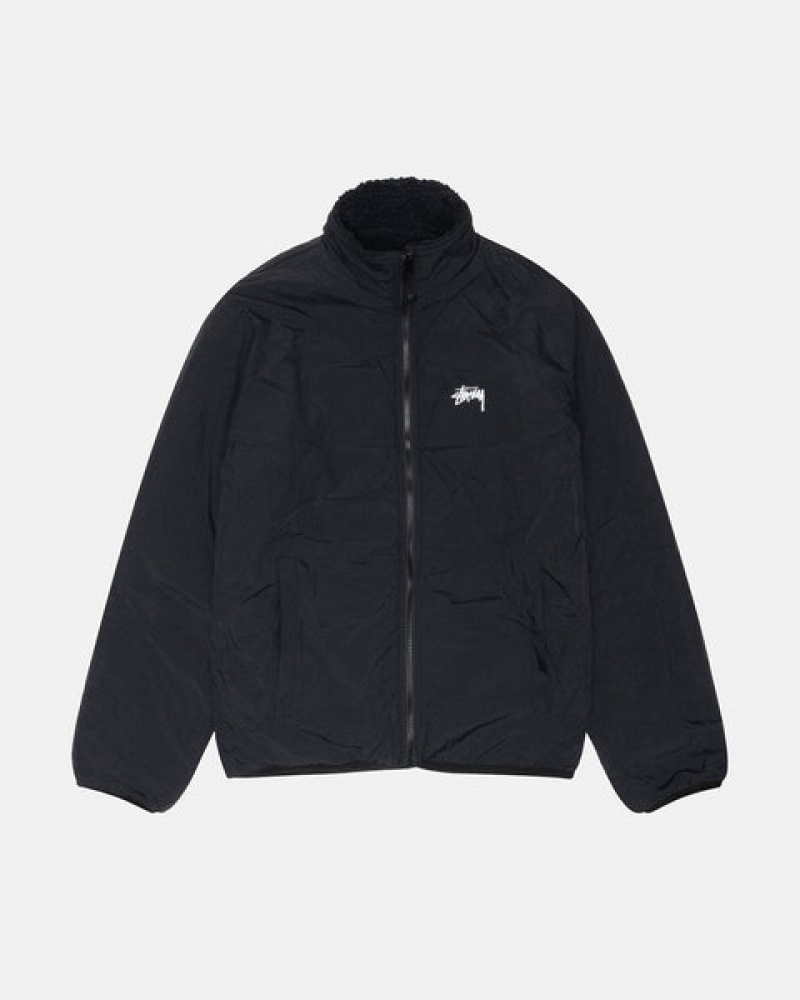 Men Stussy Sherpa Reversible Jackets Black Australia | NTL-7647