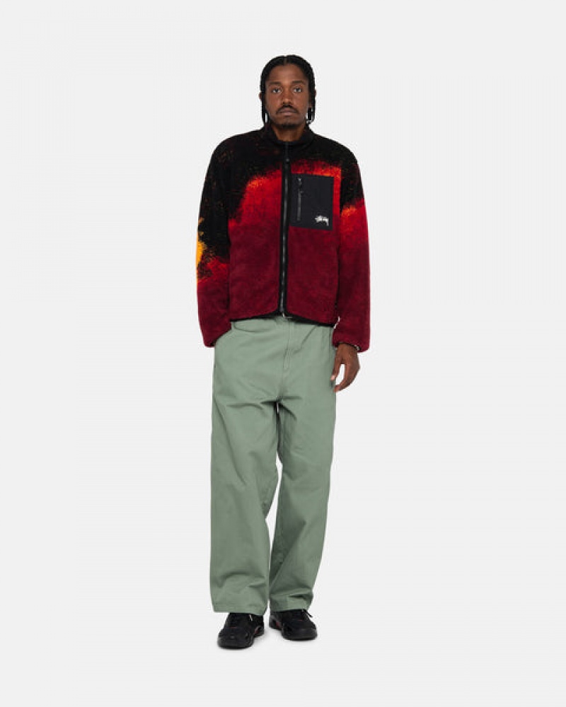 Men Stussy Sherpa Reversible Jackets Black / Red Australia | JKN-4877