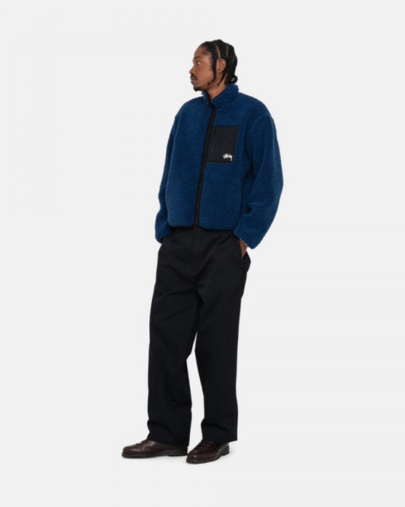 Men Stussy Sherpa Reversible Jackets Blue Australia | UZP-1614