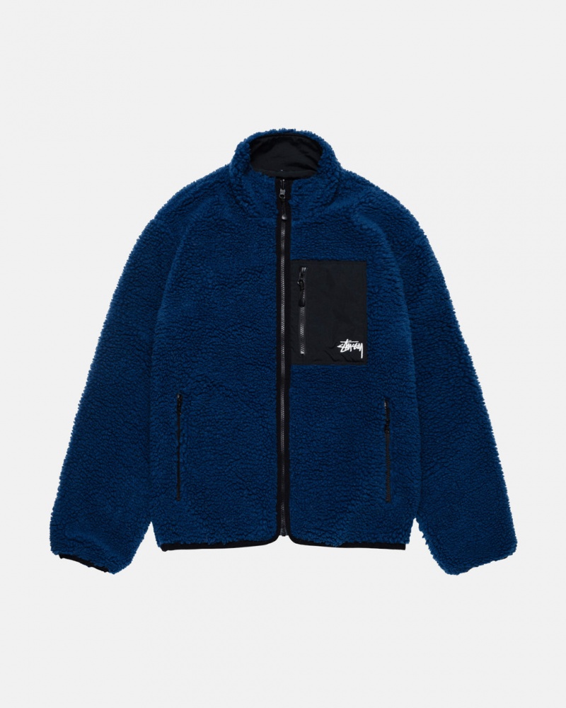 Men Stussy Sherpa Reversible Jackets Blue Australia | UZP-1614