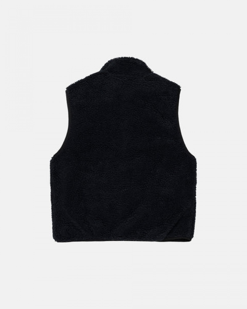 Men Stussy Sherpa Reversible Vest Black Australia | IUH-6859