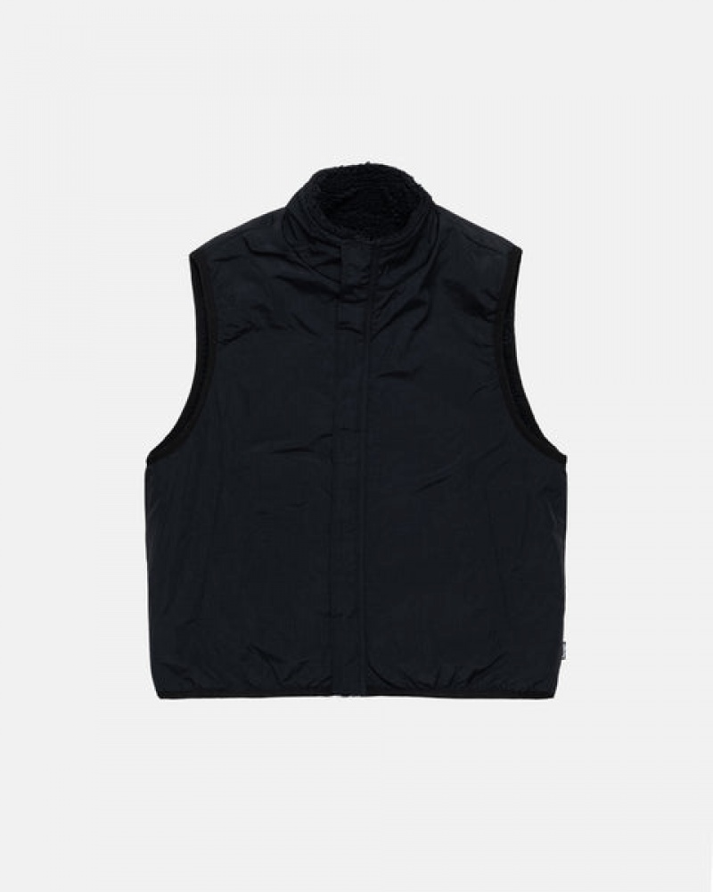 Men Stussy Sherpa Reversible Vest Black Australia | IUH-6859