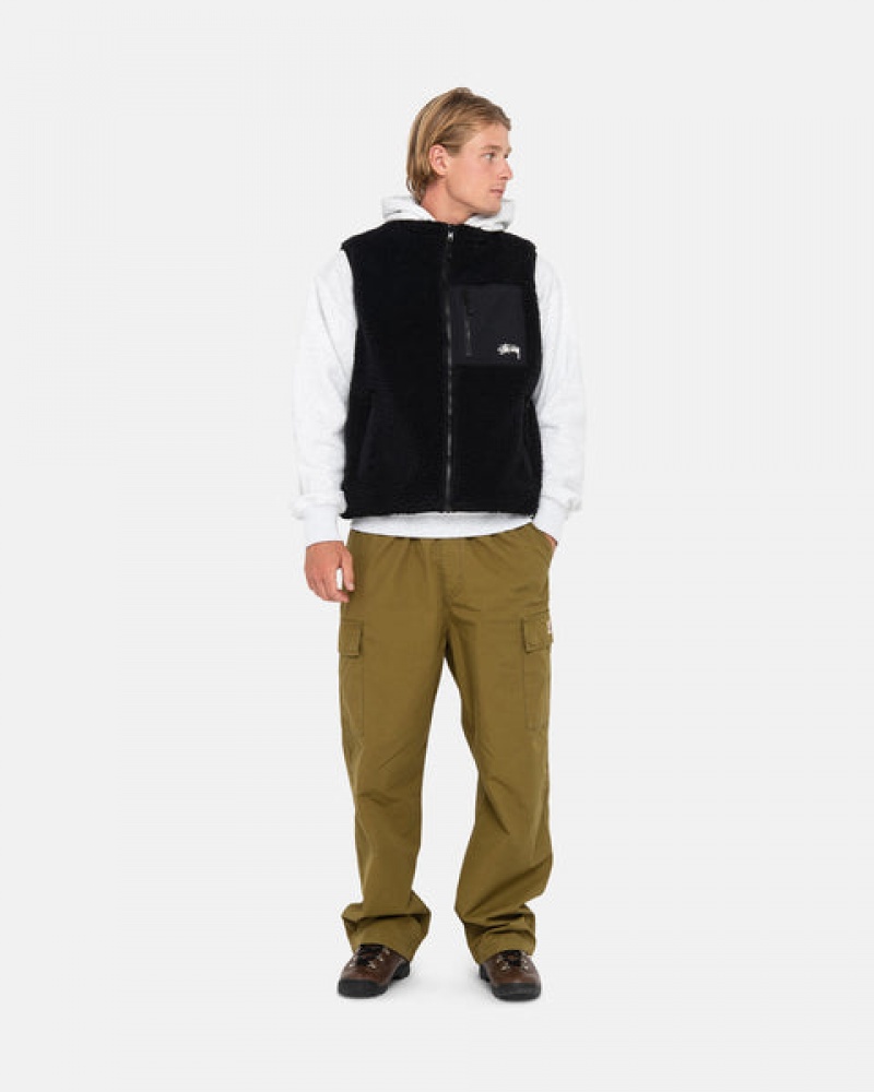 Men Stussy Sherpa Reversible Vest Black Australia | IUH-6859