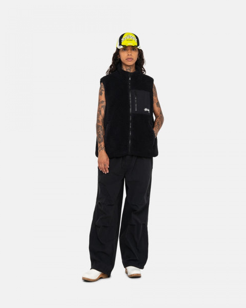 Men Stussy Sherpa Reversible Vest Black Australia | IUH-6859