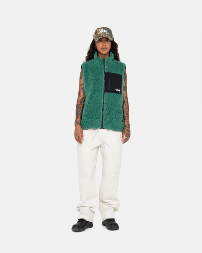 Men Stussy Sherpa Reversible Vest Turquoise Australia | RAE-2891