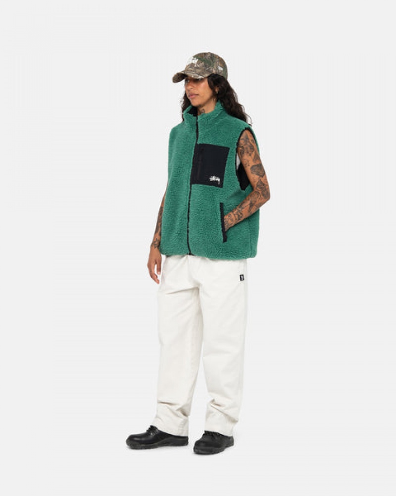 Men Stussy Sherpa Reversible Vest Turquoise Australia | RAE-2891