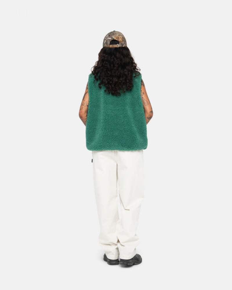 Men Stussy Sherpa Reversible Vest Turquoise Australia | RAE-2891