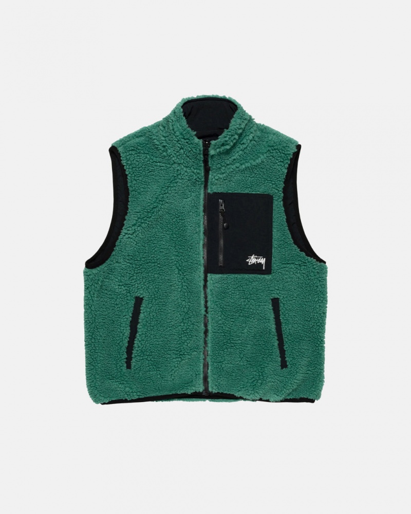 Men Stussy Sherpa Reversible Vest Turquoise Australia | RAE-2891