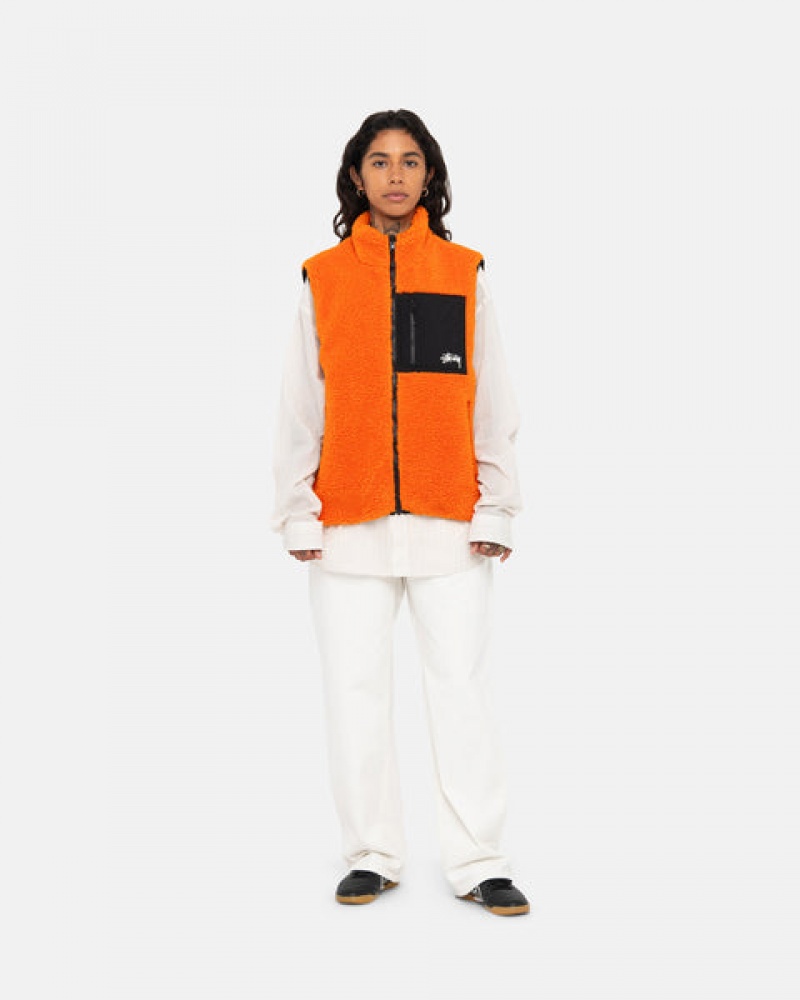 Men Stussy Sherpa Reversible Vest Yellow Australia | TXY-1990