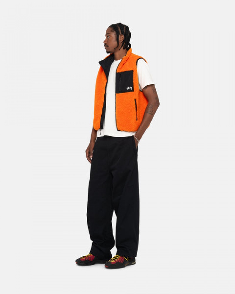 Men Stussy Sherpa Reversible Vest Yellow Australia | TXY-1990