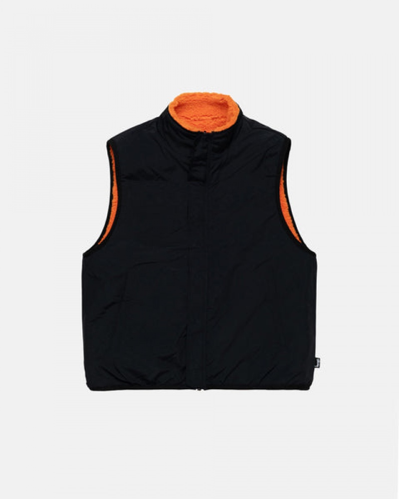 Men Stussy Sherpa Reversible Vest Yellow Australia | TXY-1990