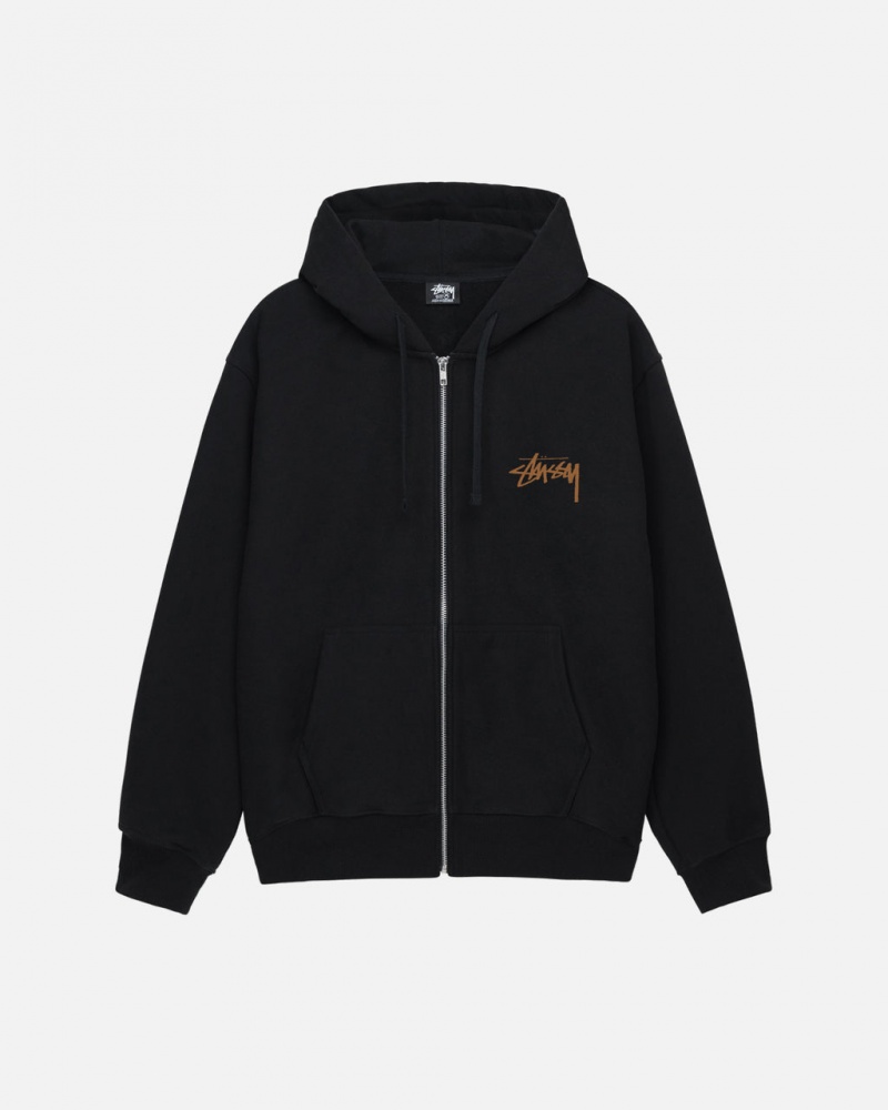 Men Stussy Skate Tough Zip Hoodie Black Australia | DEA-6323