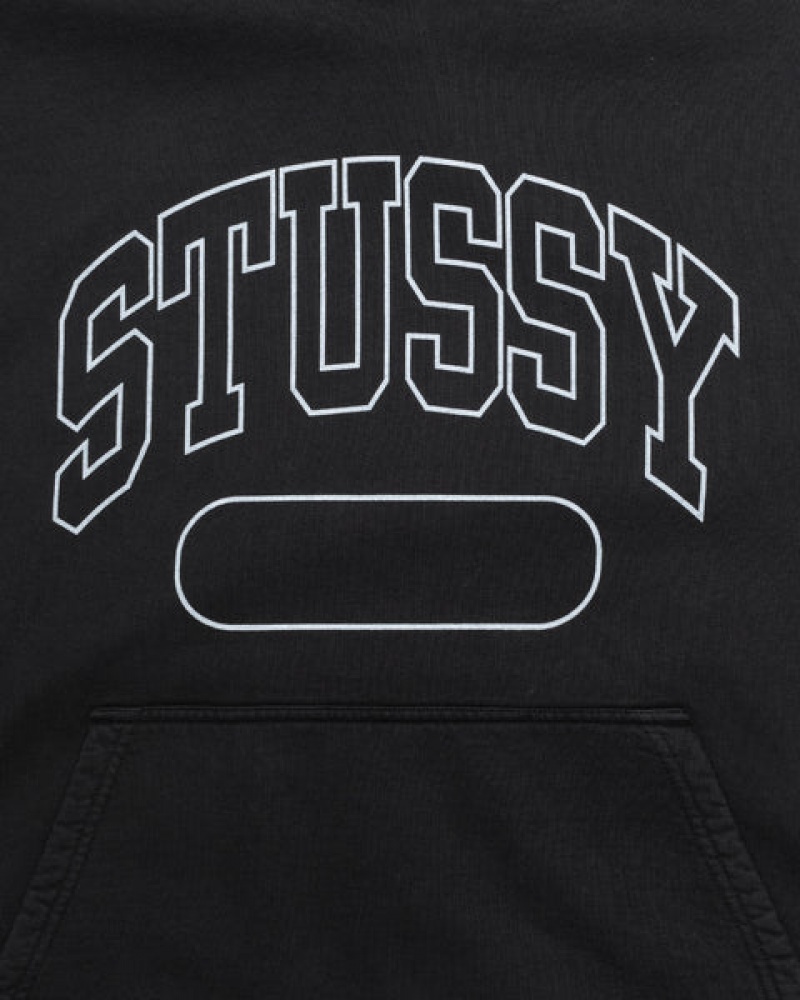 Men Stussy Ss Boxy Cropped Hoodie Black Australia | GTN-9781