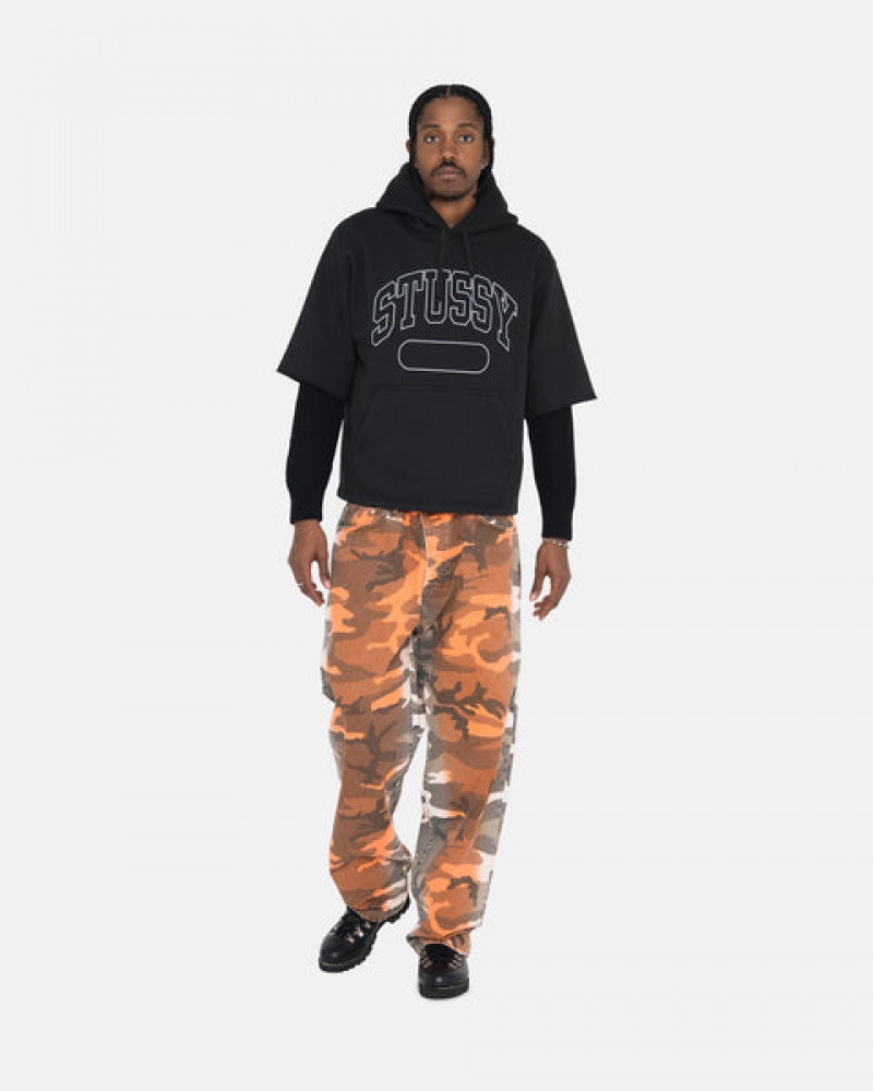 Men Stussy Ss Boxy Cropped Hoodie Black Australia | GTN-9781