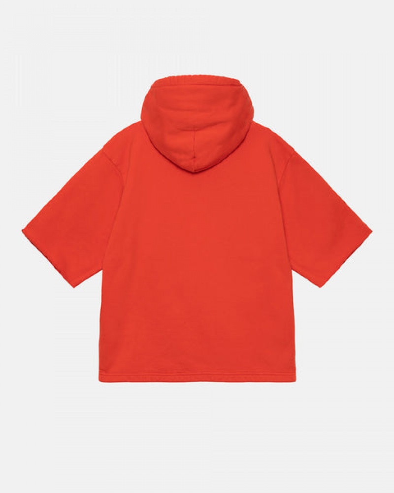 Men Stussy Ss Boxy Cropped Hoodie Deep Orange Australia | GFX-3595