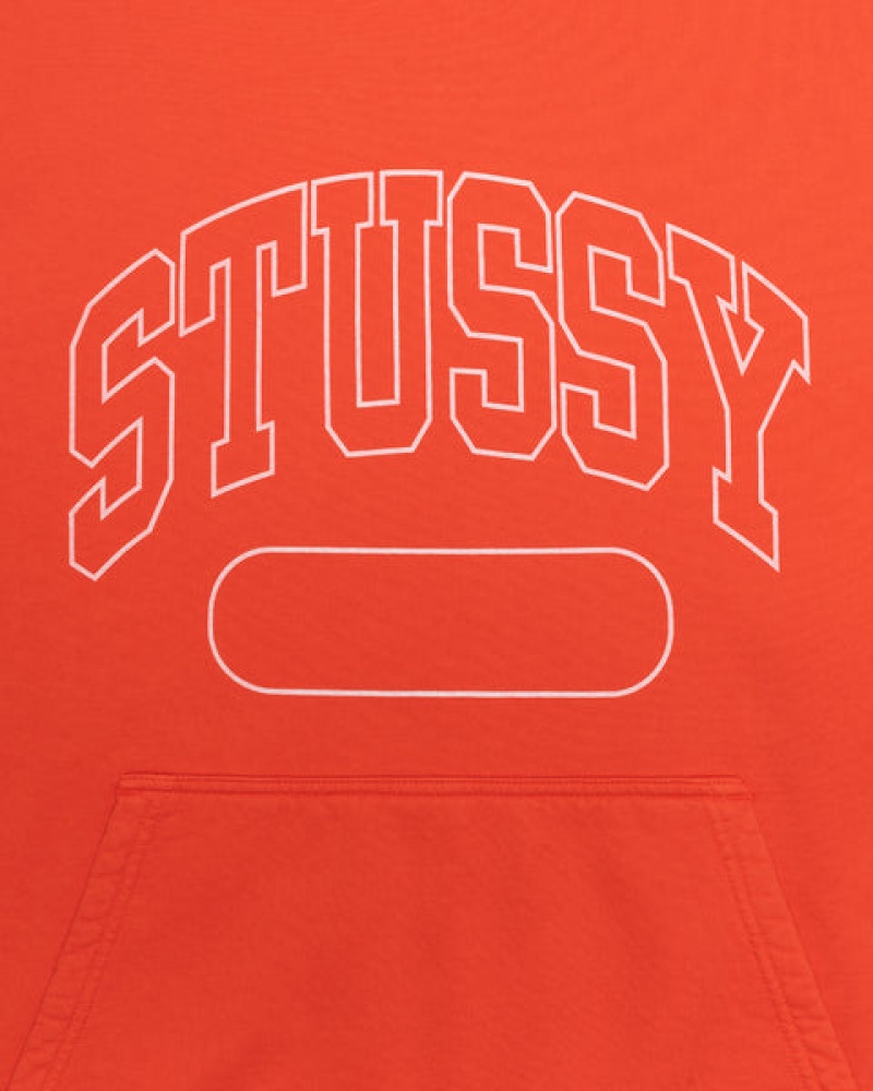 Men Stussy Ss Boxy Cropped Hoodie Deep Orange Australia | GFX-3595