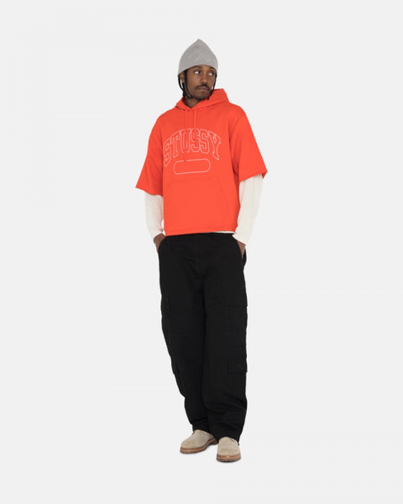 Men Stussy Ss Boxy Cropped Hoodie Deep Orange Australia | GFX-3595