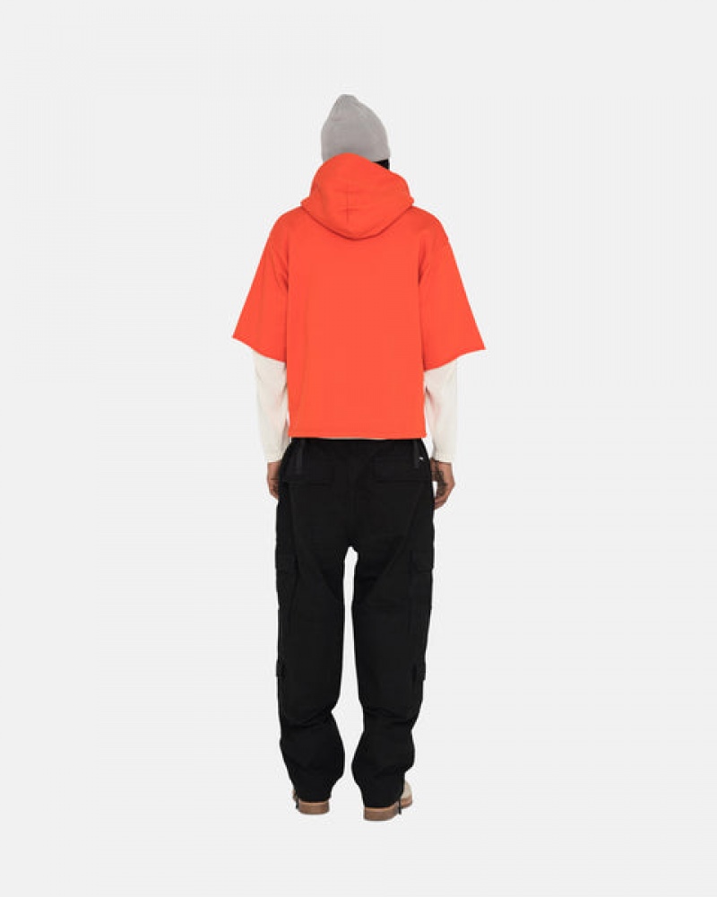 Men Stussy Ss Boxy Cropped Hoodie Deep Orange Australia | GFX-3595