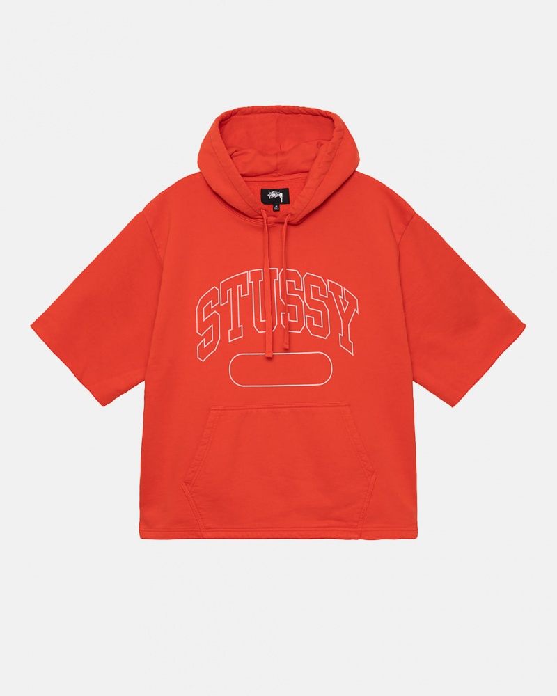 Men Stussy Ss Boxy Cropped Hoodie Deep Orange Australia | GFX-3595