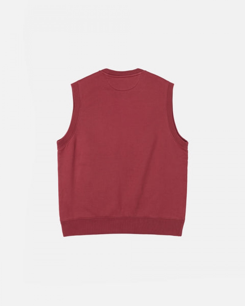 Men Stussy Stock Fleece Vest Sweatshirts Burgundy Australia | RHD-0636