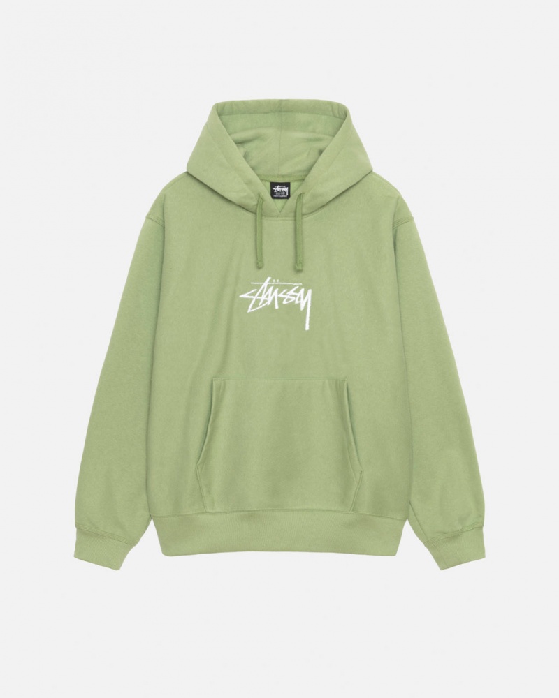 Men Stussy Stock Logo Applique Hood Sweatshirts Green Australia | RCI-0775