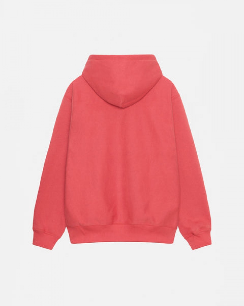 Men Stussy Stock Logo Applique Hood Sweatshirts Red Australia | JTU-5911