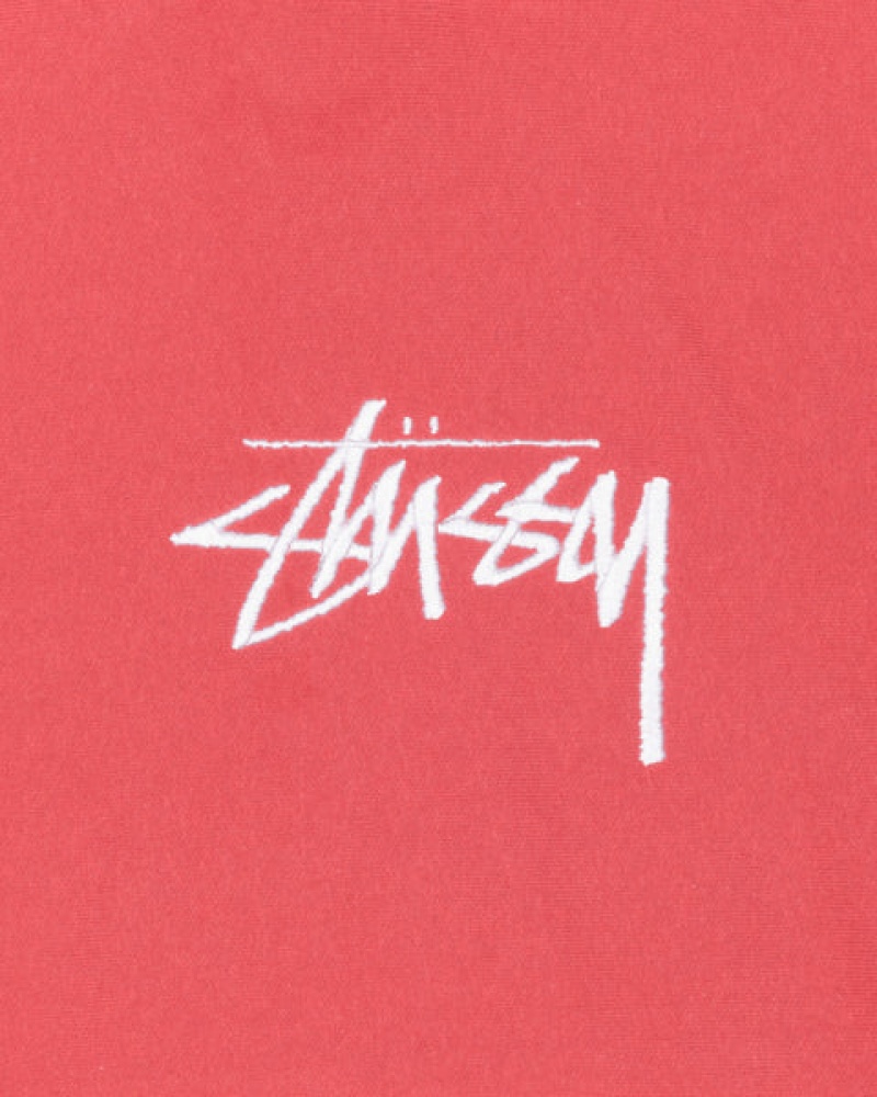 Men Stussy Stock Logo Applique Hood Sweatshirts Red Australia | JTU-5911