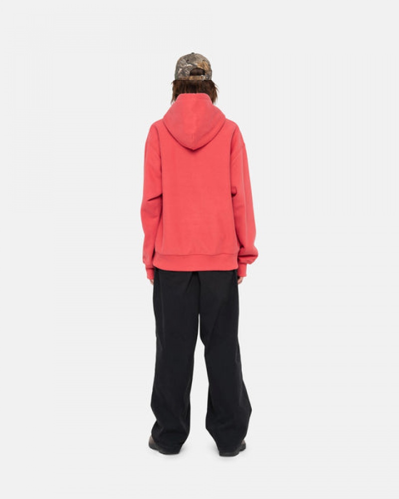 Men Stussy Stock Logo Applique Hood Sweatshirts Red Australia | JTU-5911