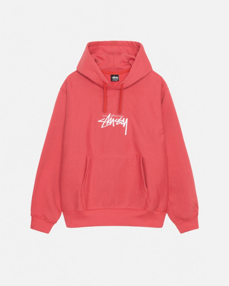 Men Stussy Stock Logo Applique Hood Sweatshirts Red Australia | JTU-5911