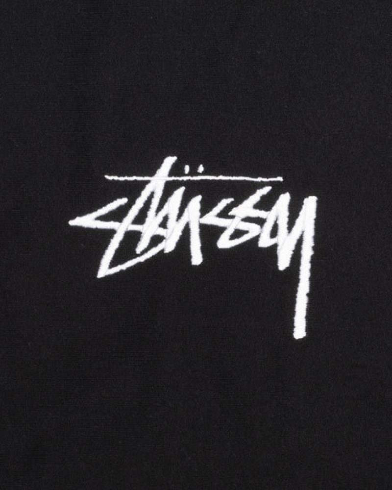 Men Stussy Stock Logo Applique Hoodie Black Australia | ALS-6142