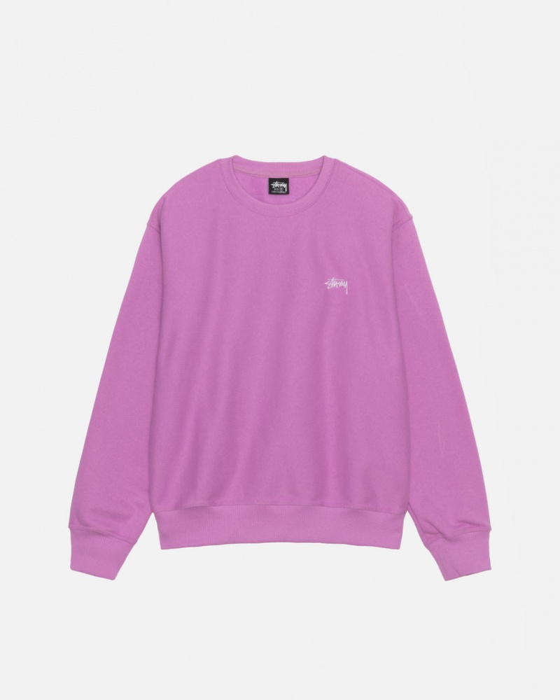 Men Stussy Stock Logo Crew Sweatshirts Purple Australia | DWC-1474