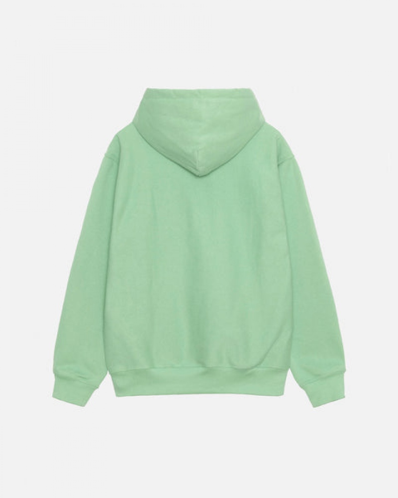 Men Stussy Stock Logo Hood Sweatshirts Green Australia | OSV-6839