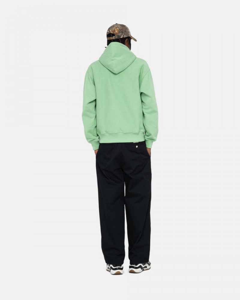 Men Stussy Stock Logo Hood Sweatshirts Green Australia | OSV-6839