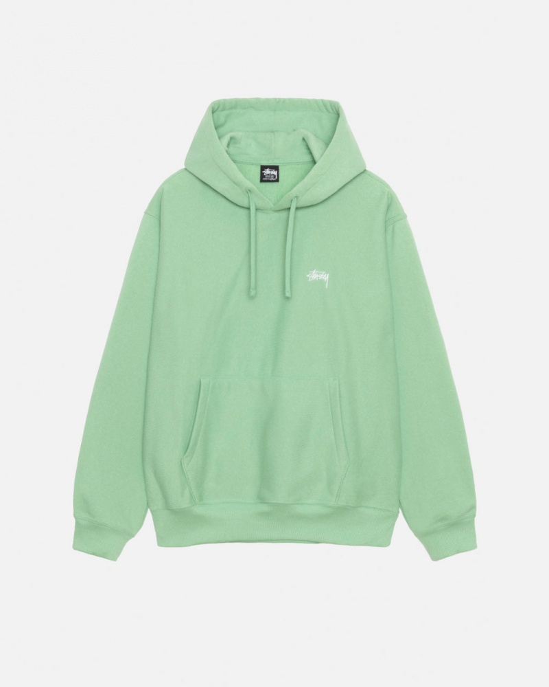 Men Stussy Stock Logo Hood Sweatshirts Green Australia | OSV-6839