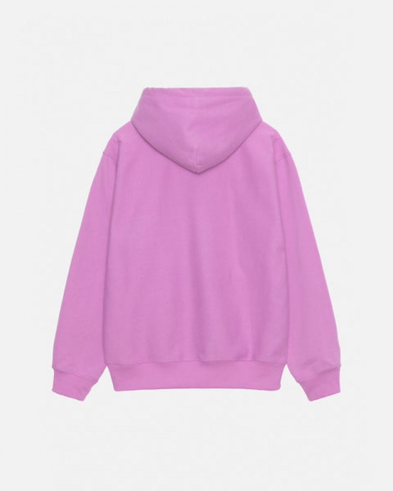 Men Stussy Stock Logo Hood Sweatshirts Purple Australia | ZWJ-3683