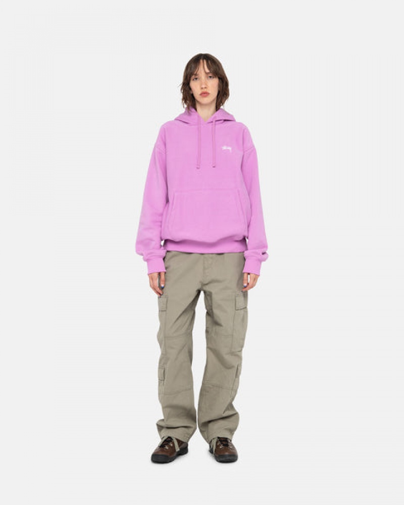 Men Stussy Stock Logo Hood Sweatshirts Purple Australia | ZWJ-3683