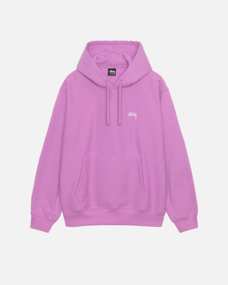 Men Stussy Stock Logo Hood Sweatshirts Purple Australia | ZWJ-3683