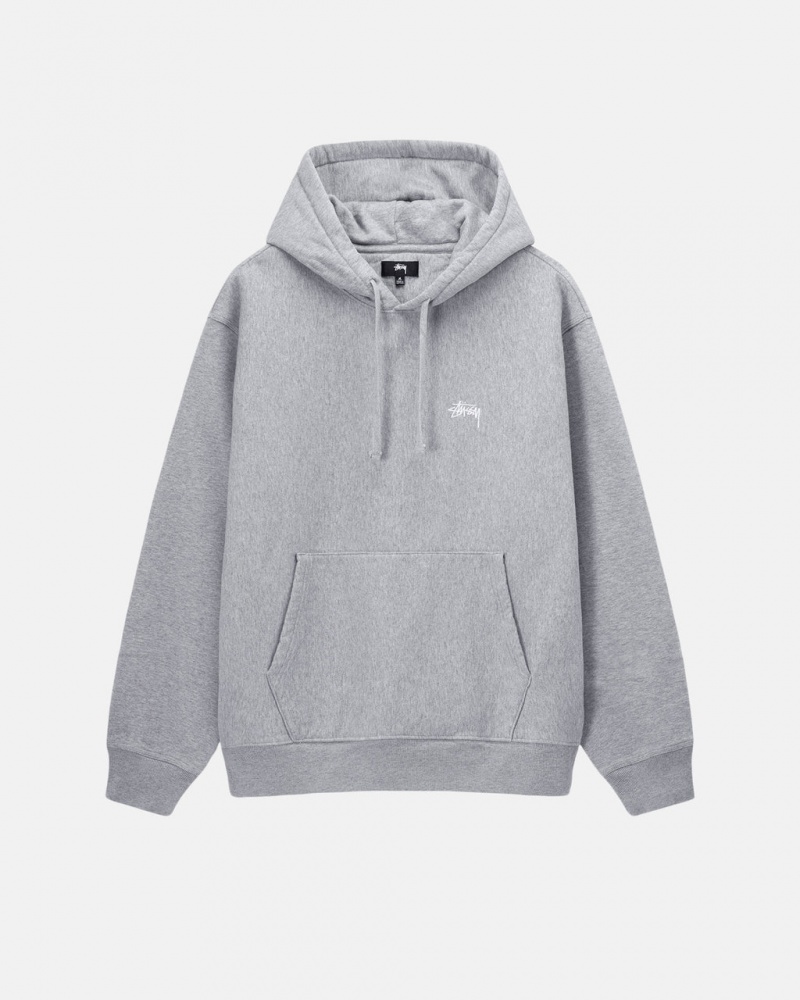 Men Stussy Stock Logo Hoodie Grey Australia | LYP-1642