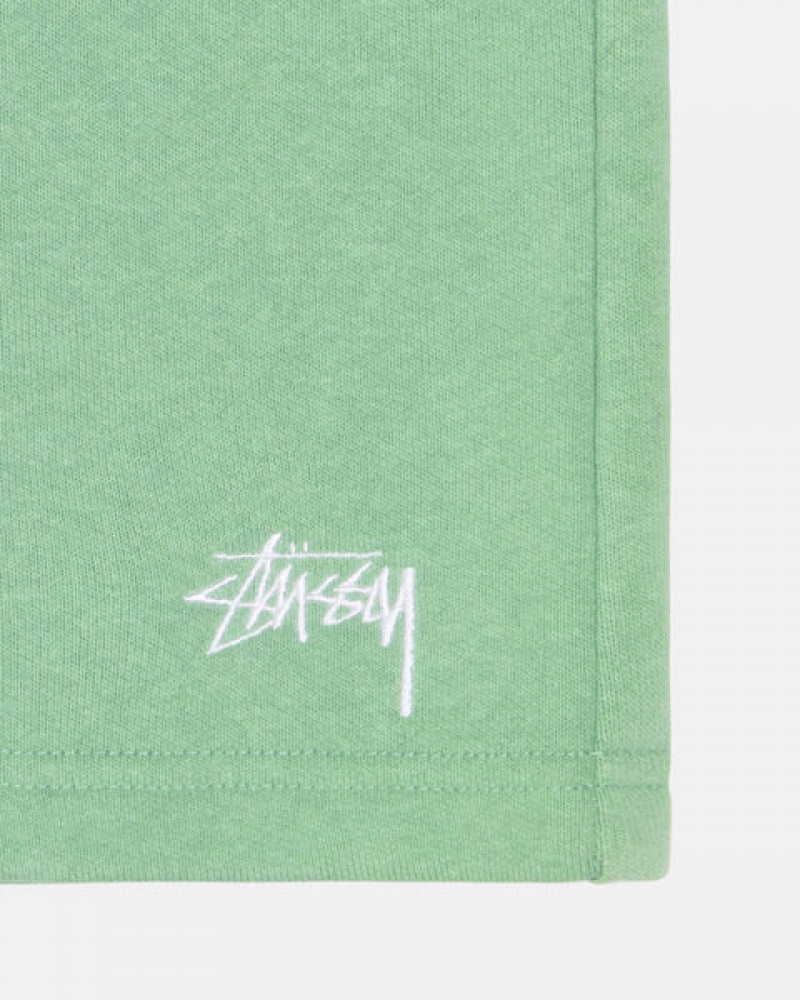 Men Stussy Stock Logo Sweatshort Shorts Green Australia | VFA-3770