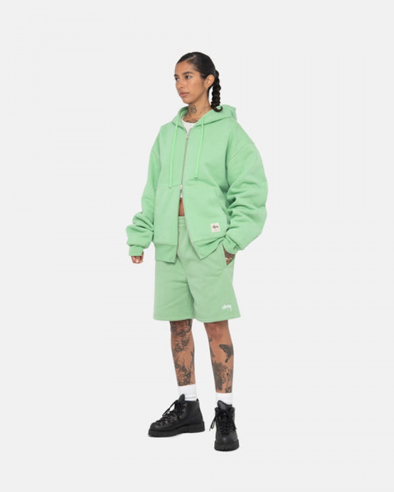 Men Stussy Stock Logo Sweatshort Shorts Green Australia | VFA-3770