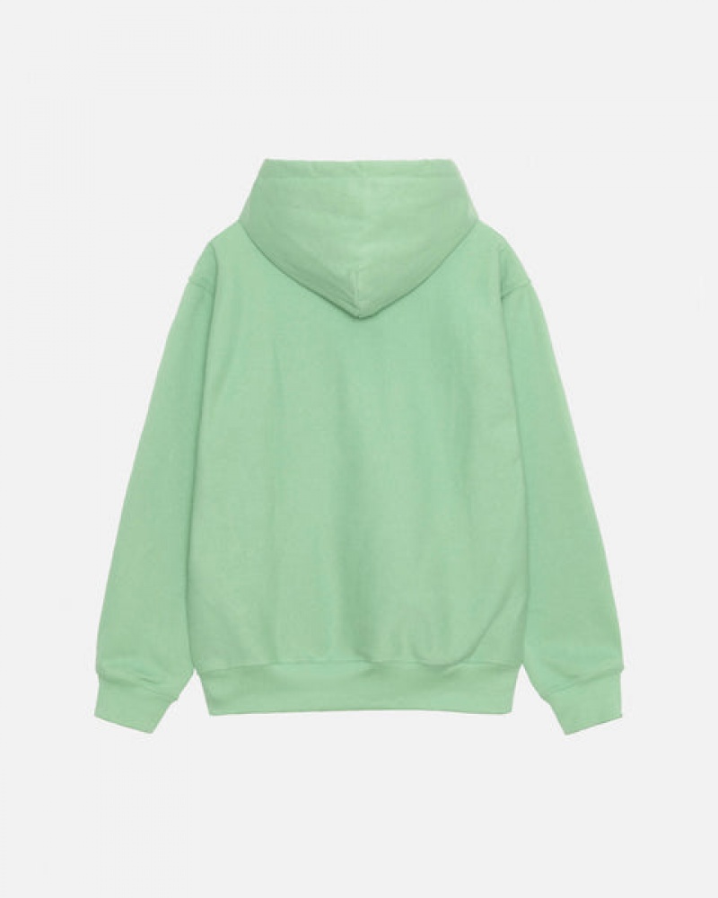 Men Stussy Stock Logo Zip Hood Sweatshirts Green Australia | WIL-7613