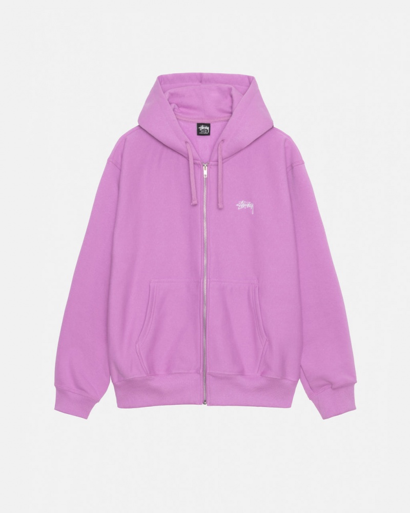 Men Stussy Stock Logo Zip Hood Sweatshirts Purple Australia | ELV-2928