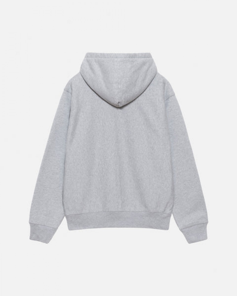 Men Stussy Stock Logo Zip Hoodie Grey Australia | BMF-2272