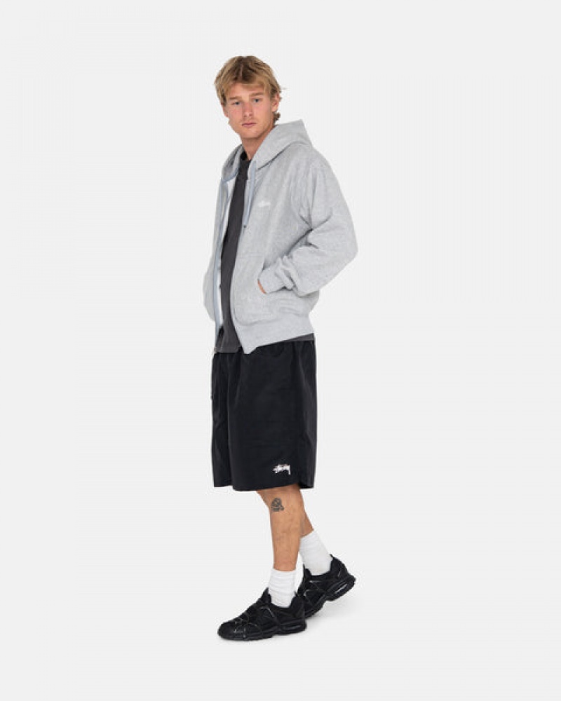 Men Stussy Stock Logo Zip Hoodie Grey Australia | BMF-2272