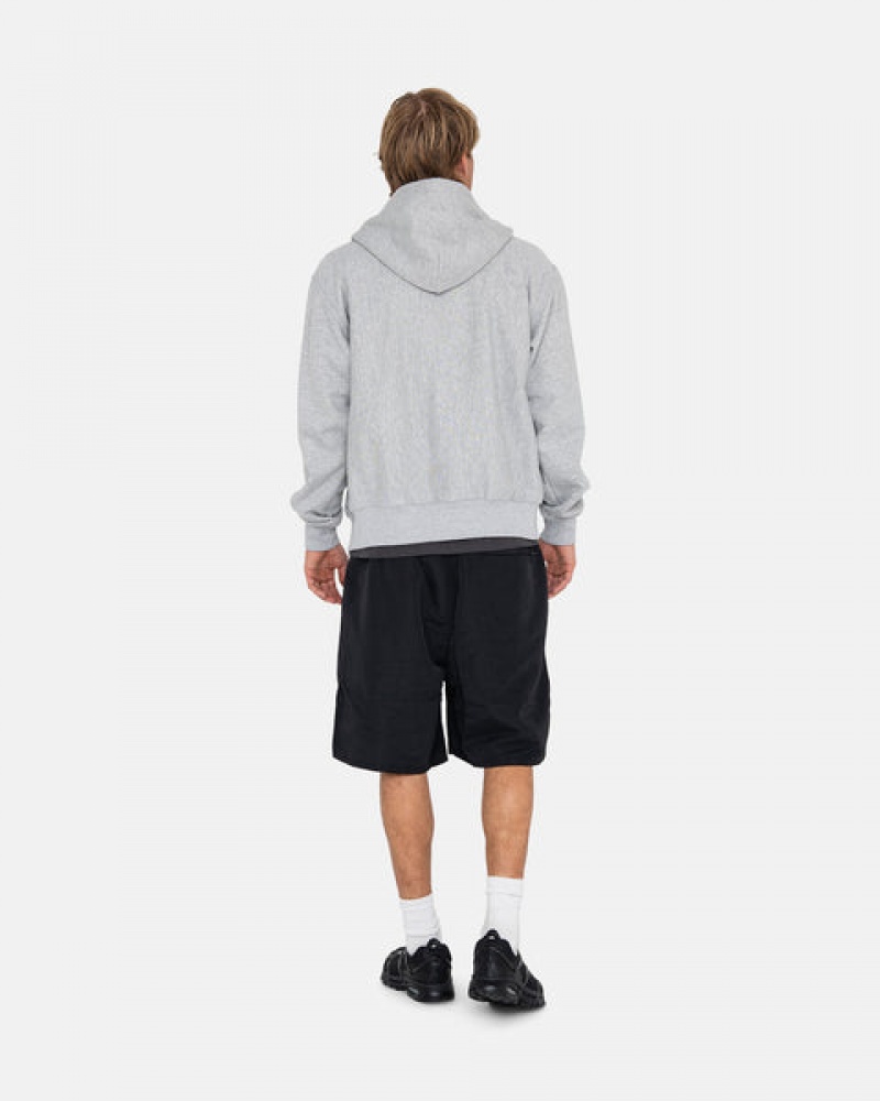 Men Stussy Stock Logo Zip Hoodie Grey Australia | BMF-2272