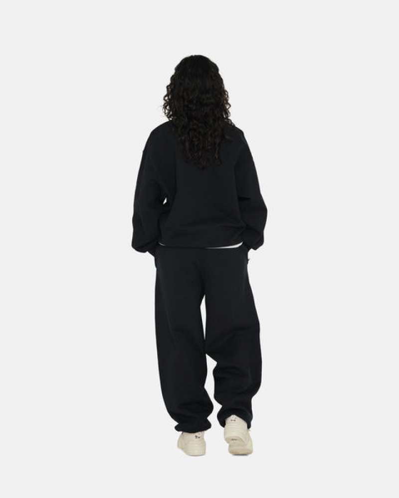 Men Stussy Stone Wash Fleece Pant Sweatpants Black Australia | YWM-3042