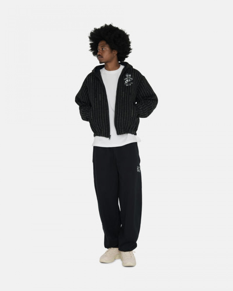 Men Stussy Stone Wash Fleece Pant Sweatpants Black Australia | YWM-3042